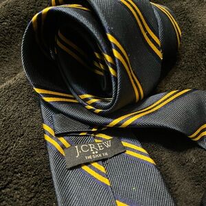 J. Crew Dark Blue and Gold Striped Tie